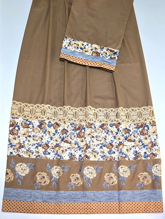 Coffee Brown Rida With Smart Floral Panel & Floral Embroidery Work