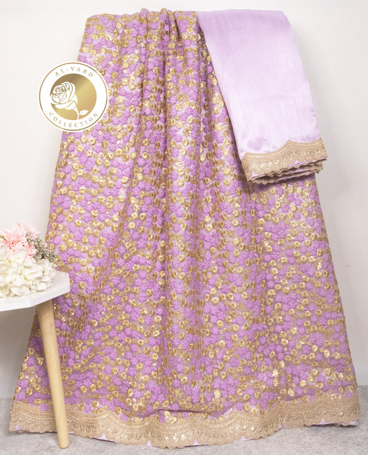 Purple & Golden Bhari Heavy Rida With Net Piece Heavy Look