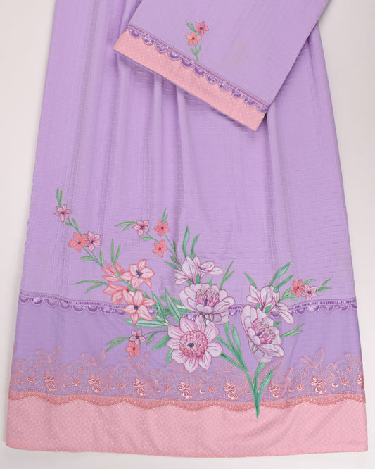 Mauve Rida With Smart Floral Applique Work & Lace