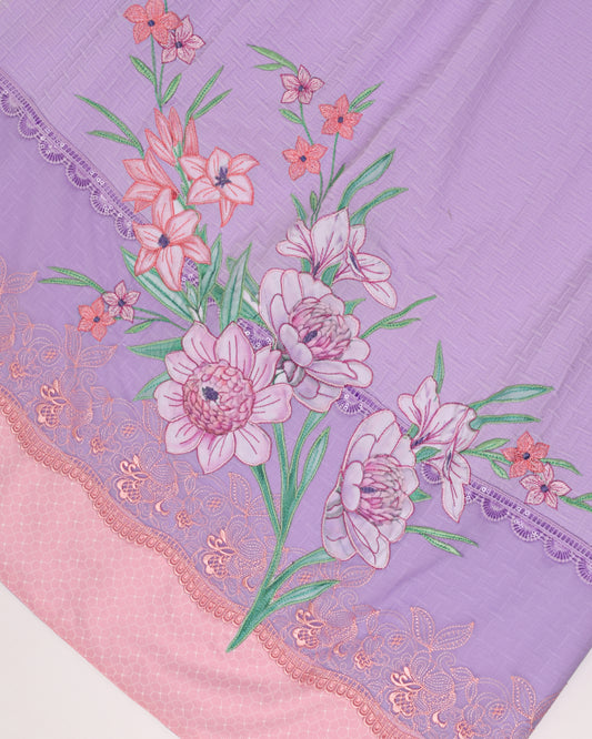 Mauve Rida With Smart Floral Applique Work & Lace