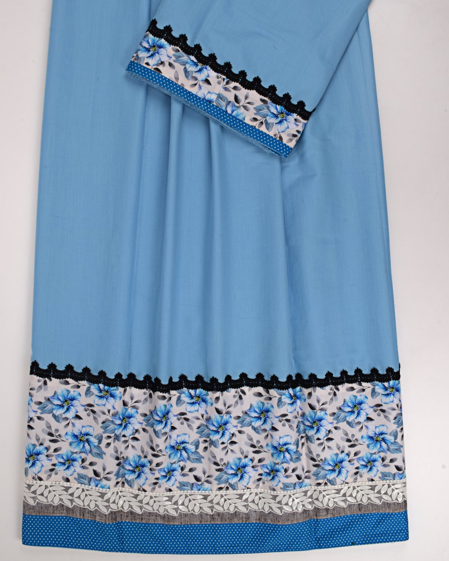 Blue Rida With Smart Floral Panel & Smart Lace