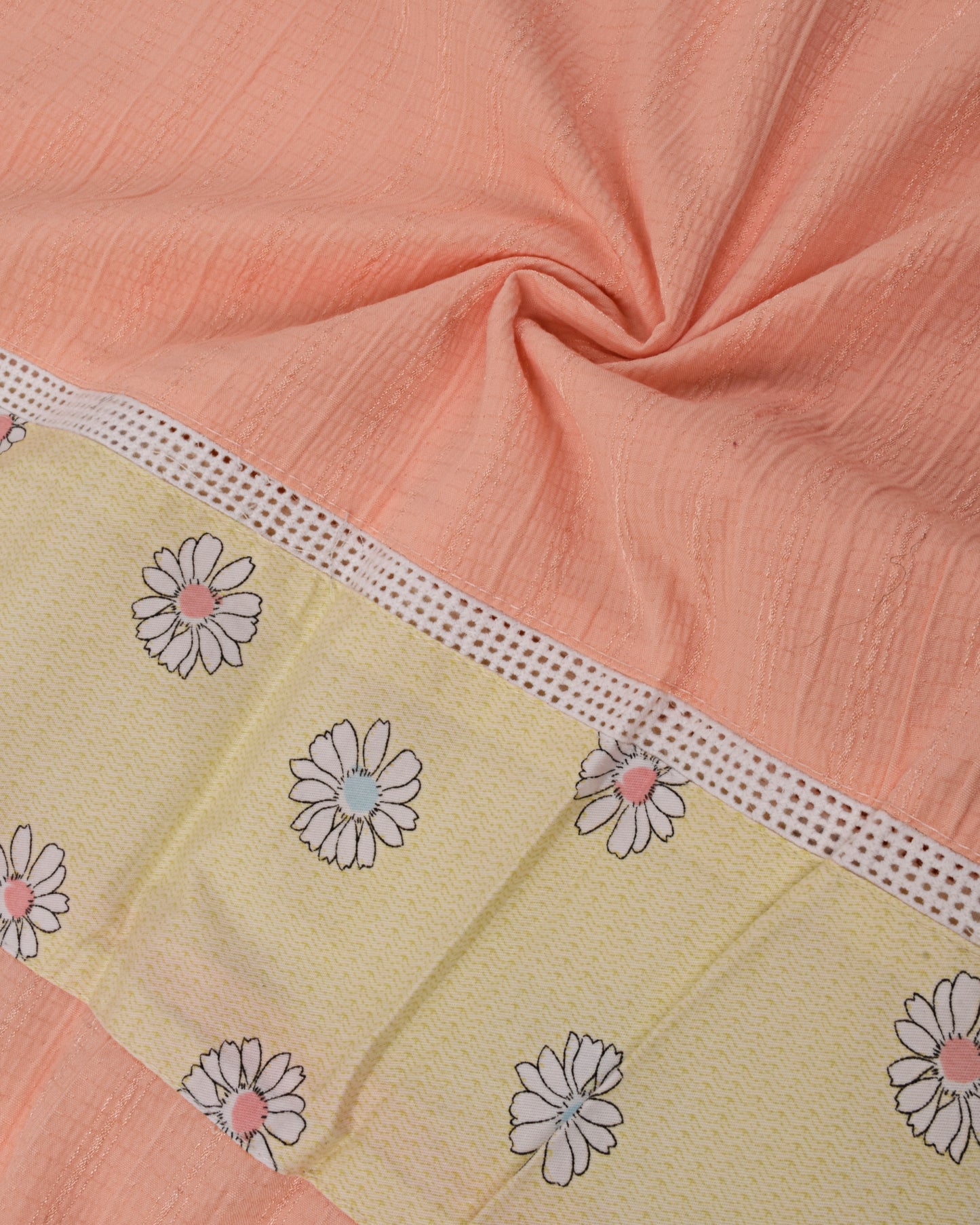 Light Peach Crush Rida With Floral Printed Panel