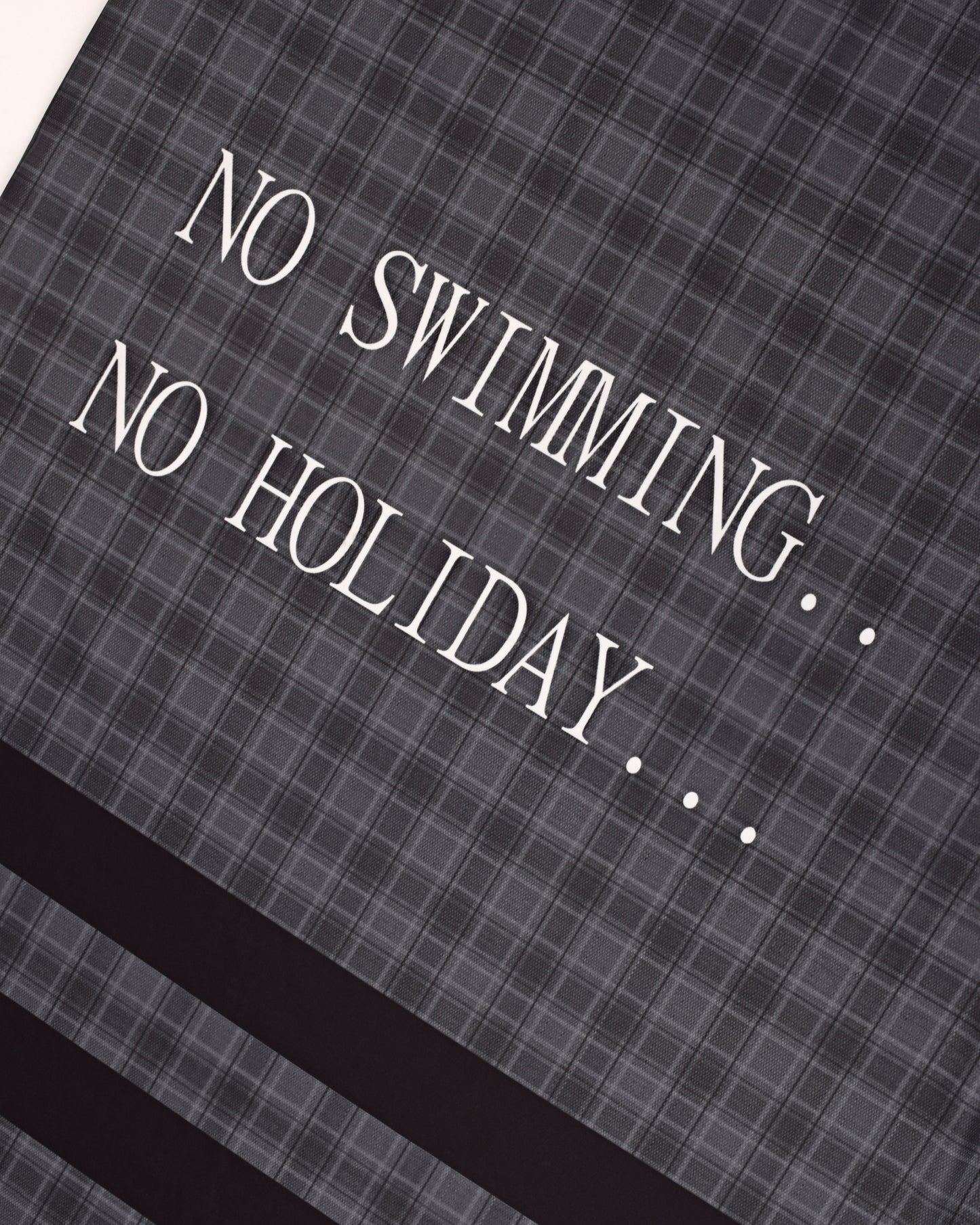 Grey Checks Swim Wear With Black Patti & NO Swimming NO Holiday Print