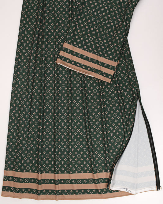 Dark Green Swim Wear With Golden VL Logo Print & Patti