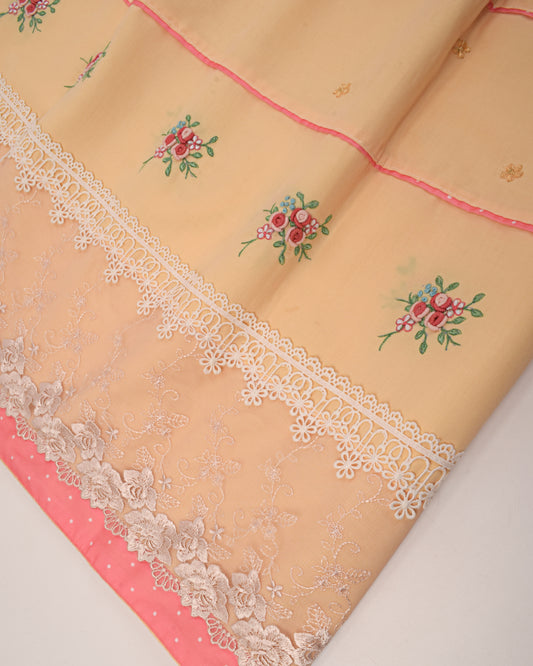 Mango Yellow Rida With Smart Lace & Floral Work