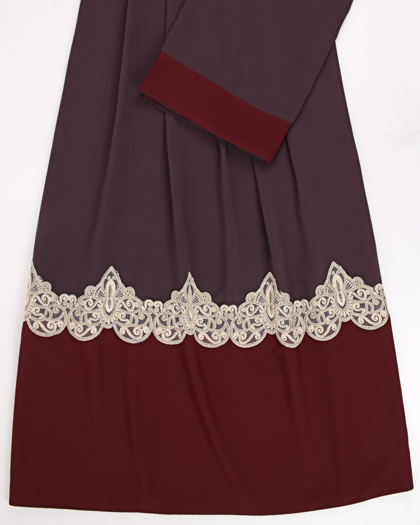 Dark Brown Abaya Rida With Smart Lace & Dark Abaya Panel