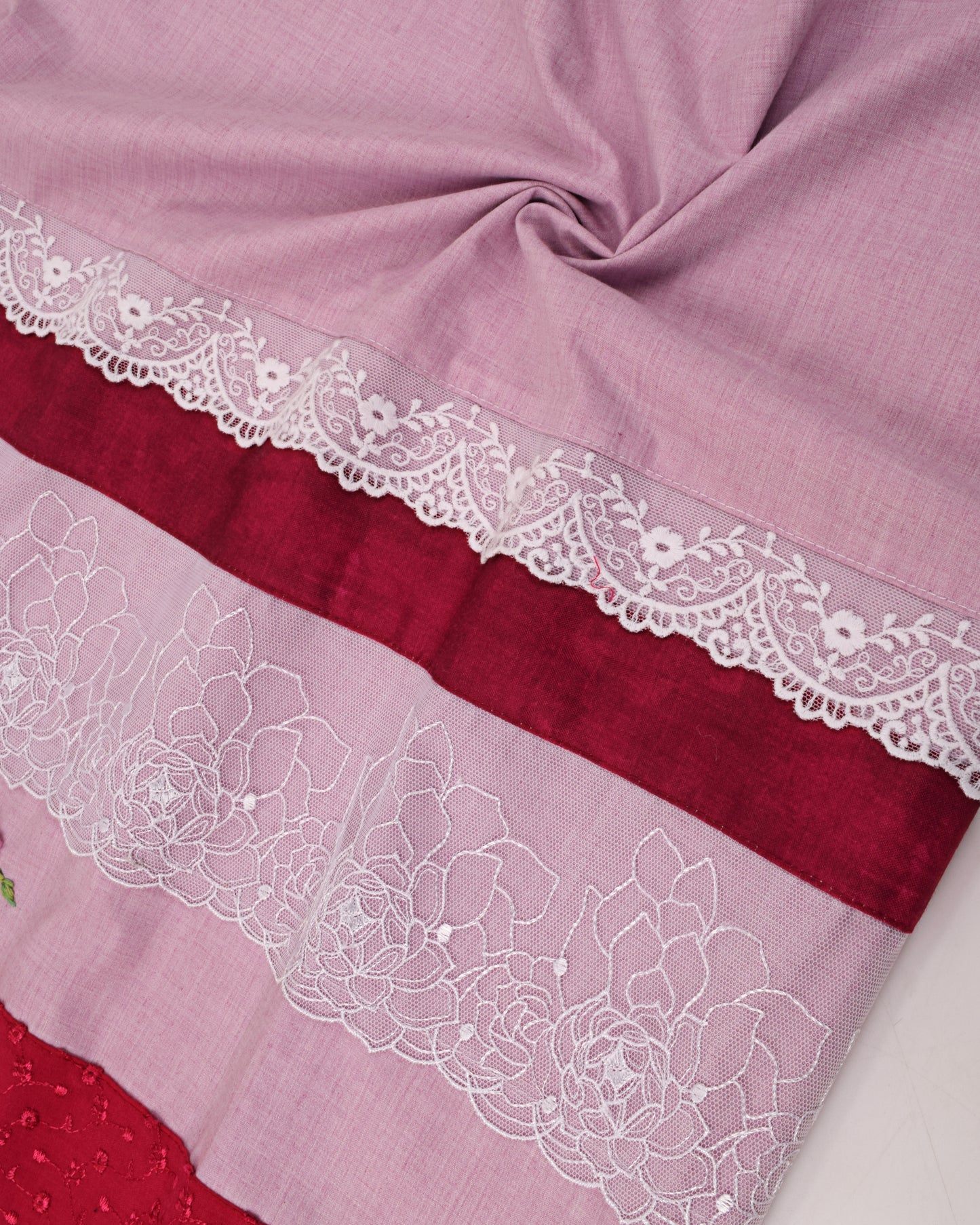 Light Pink Rida With Smart Lace Panel & Rose Applique