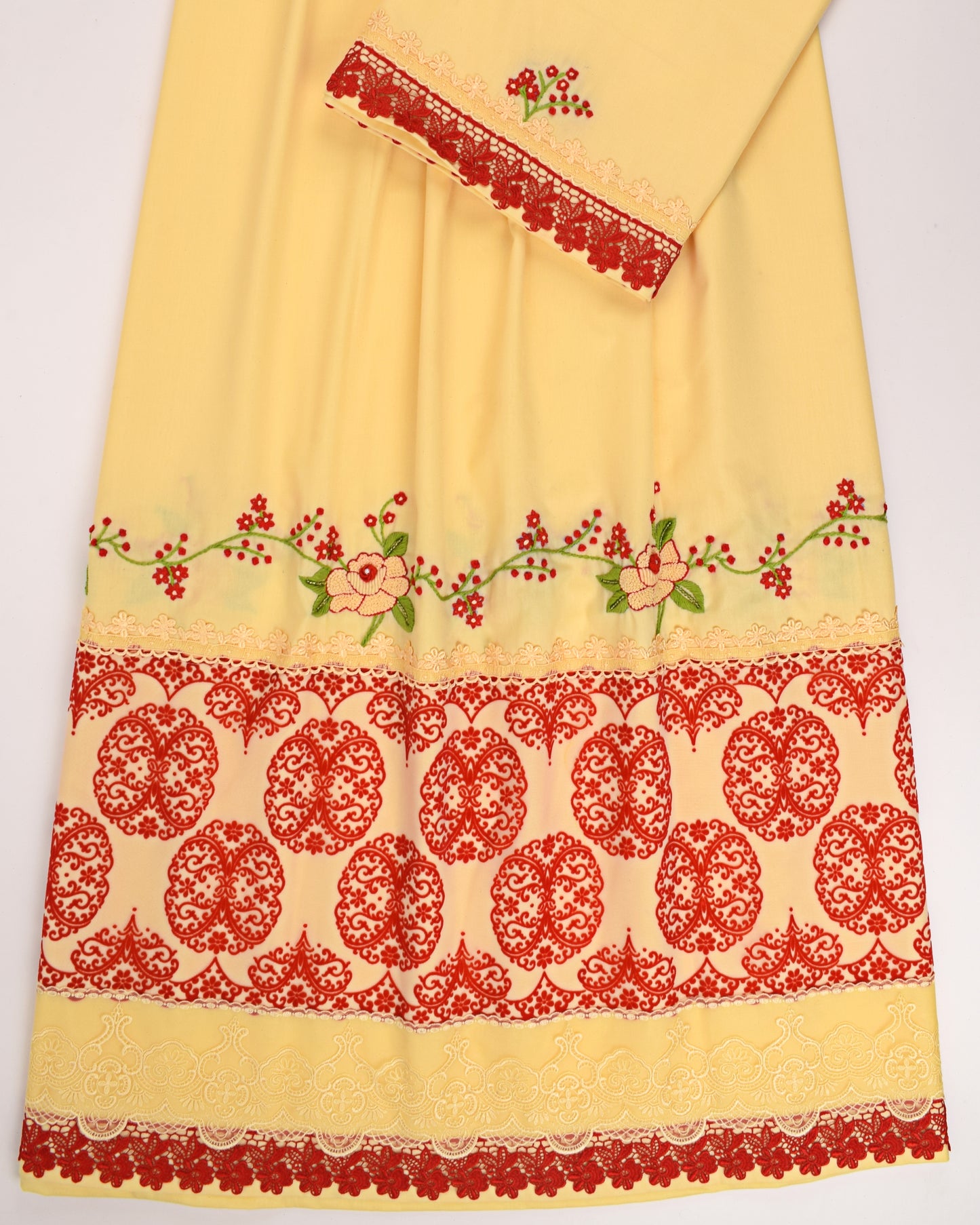 Mango Yellow Rida With Smart Printed Panel & Lite Work