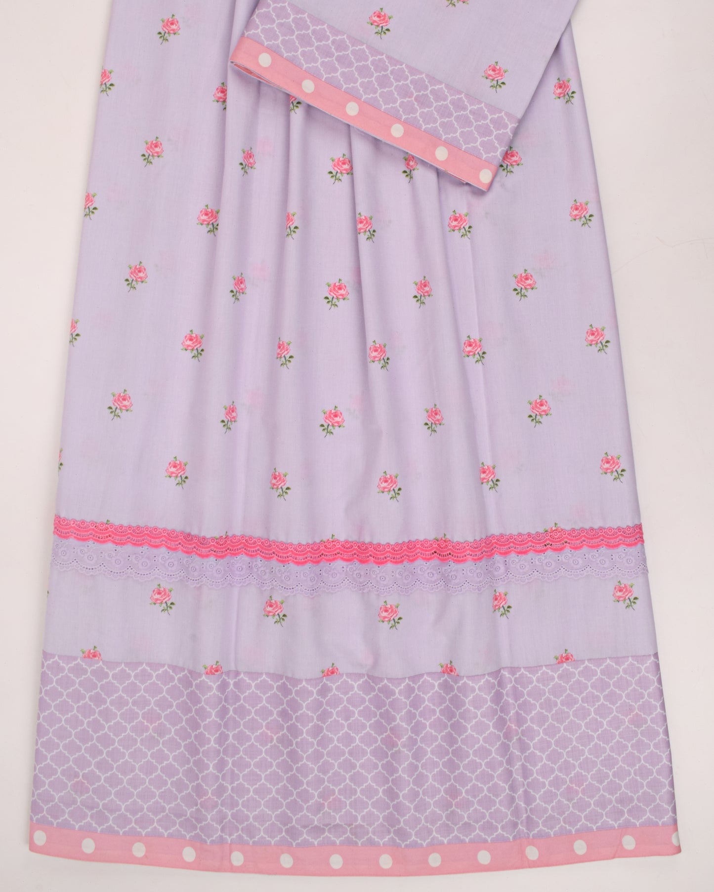 Mauve Rose Printed Rida With Honey Comb Panel & Smart Lace