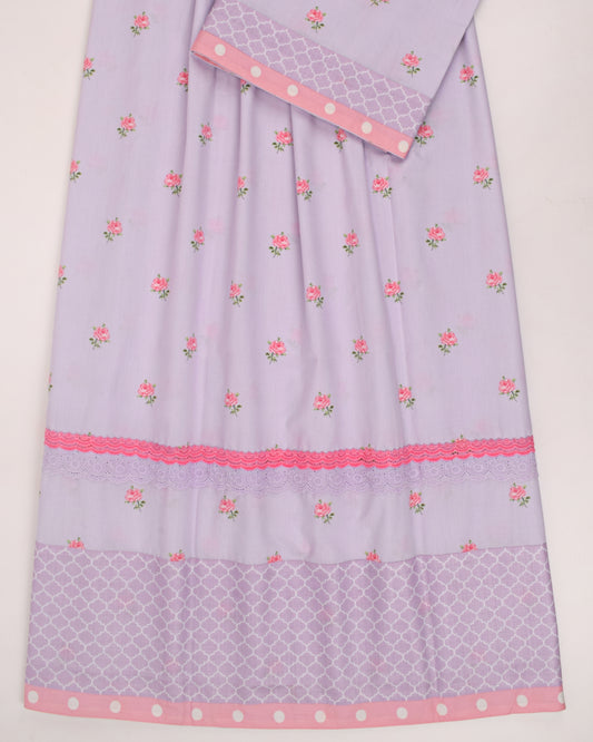 Mauve Rose Printed Rida With Honey Comb Panel & Smart Lace