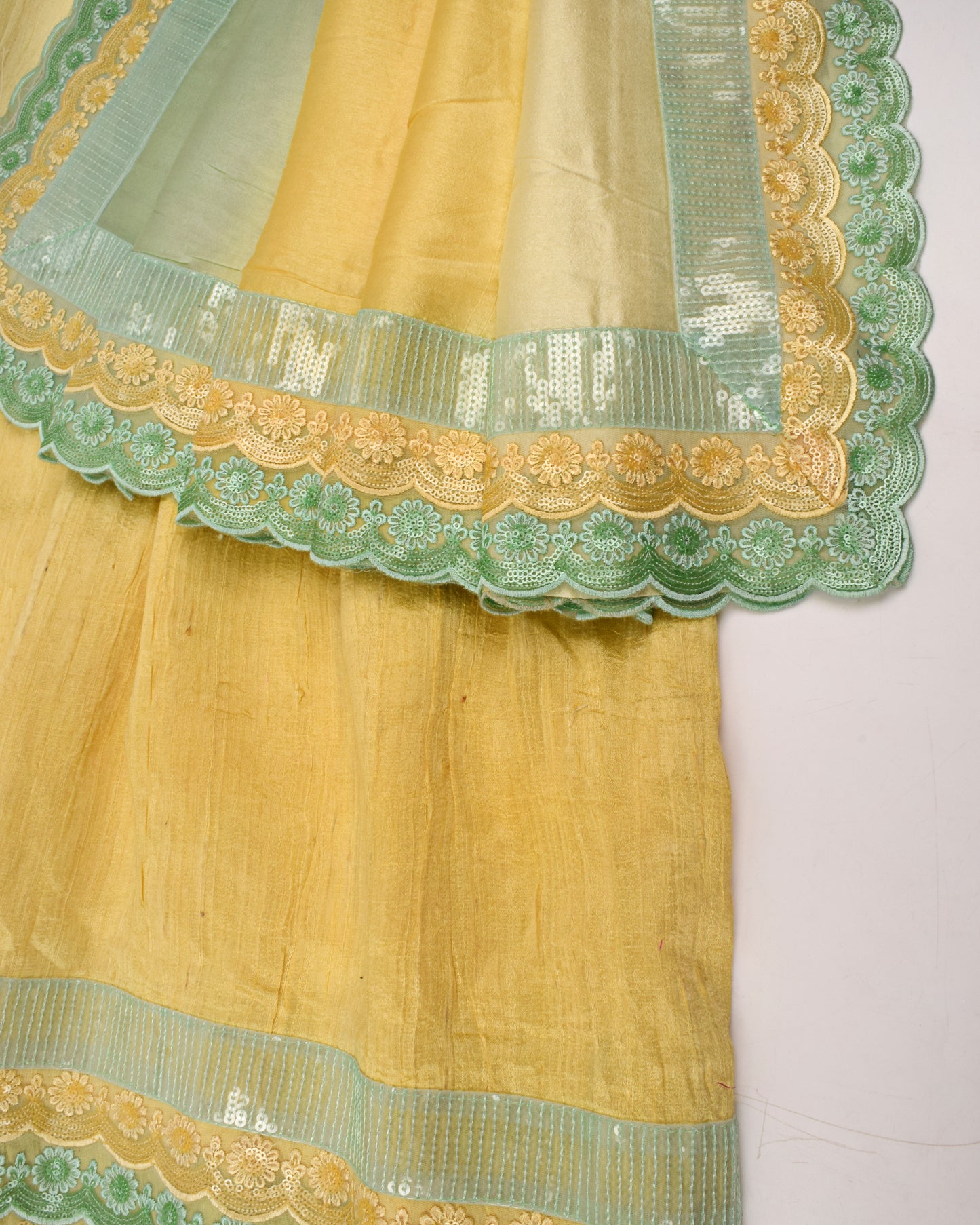 Yellow & Green Shaded Heavy Look Jodi  With Net Peice & Lace Peice