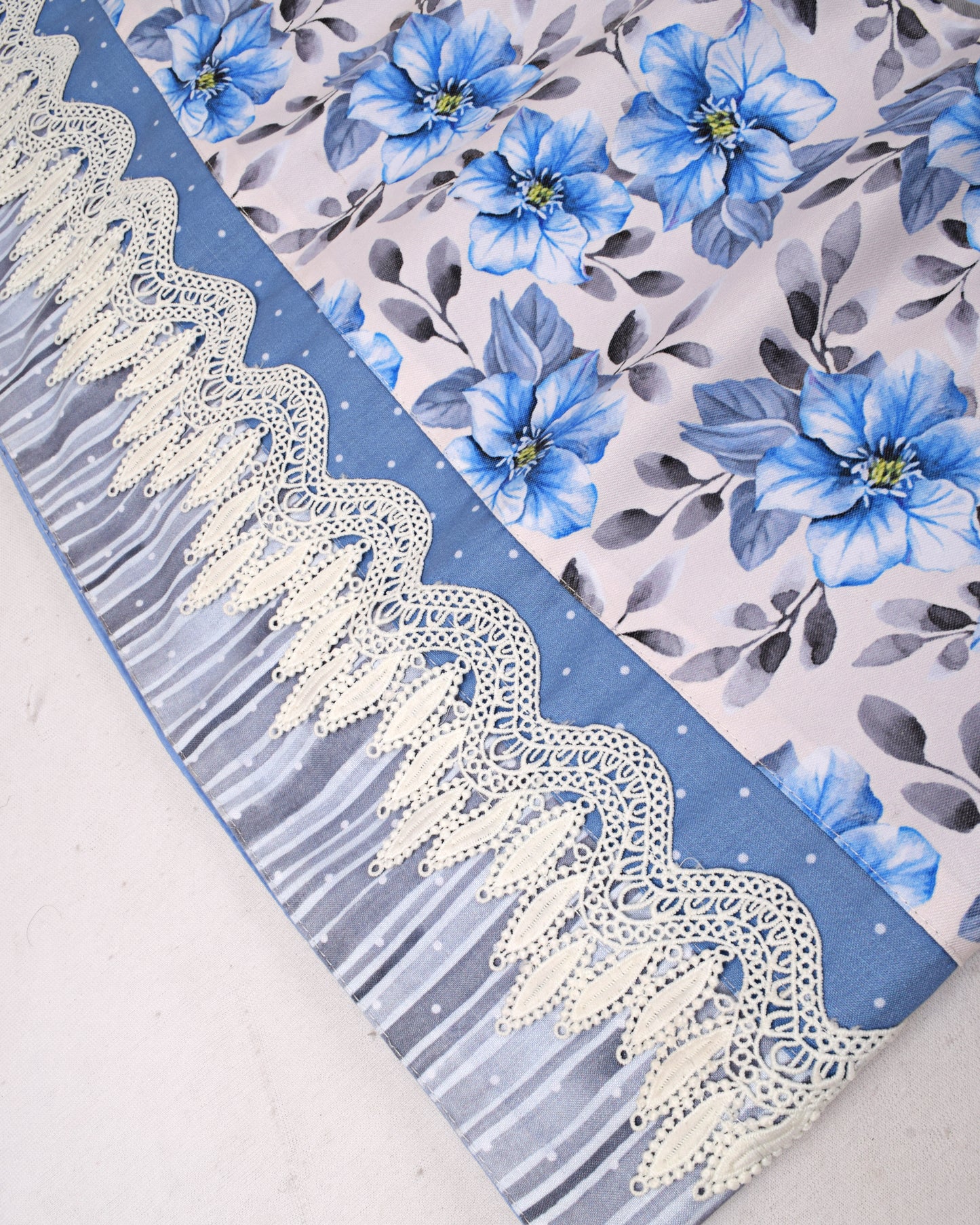 Sky Blue Rida With Smart Floral Panel & Lite Work