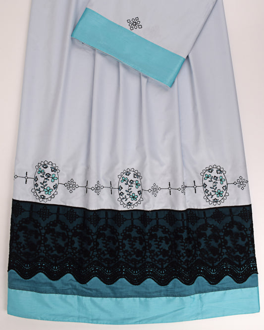 Baby Blue Rida With Smart Panel Lace & Embroidery