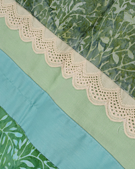 Green Rida With Smart Leafy Embroidery & Leafy Panel