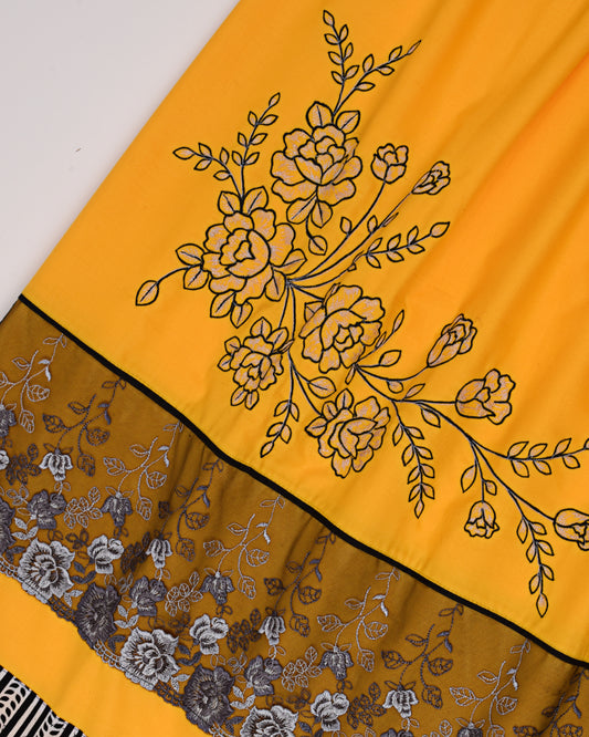 Mango Yellow Rida With Smart Lace & Smart Embriodery Work