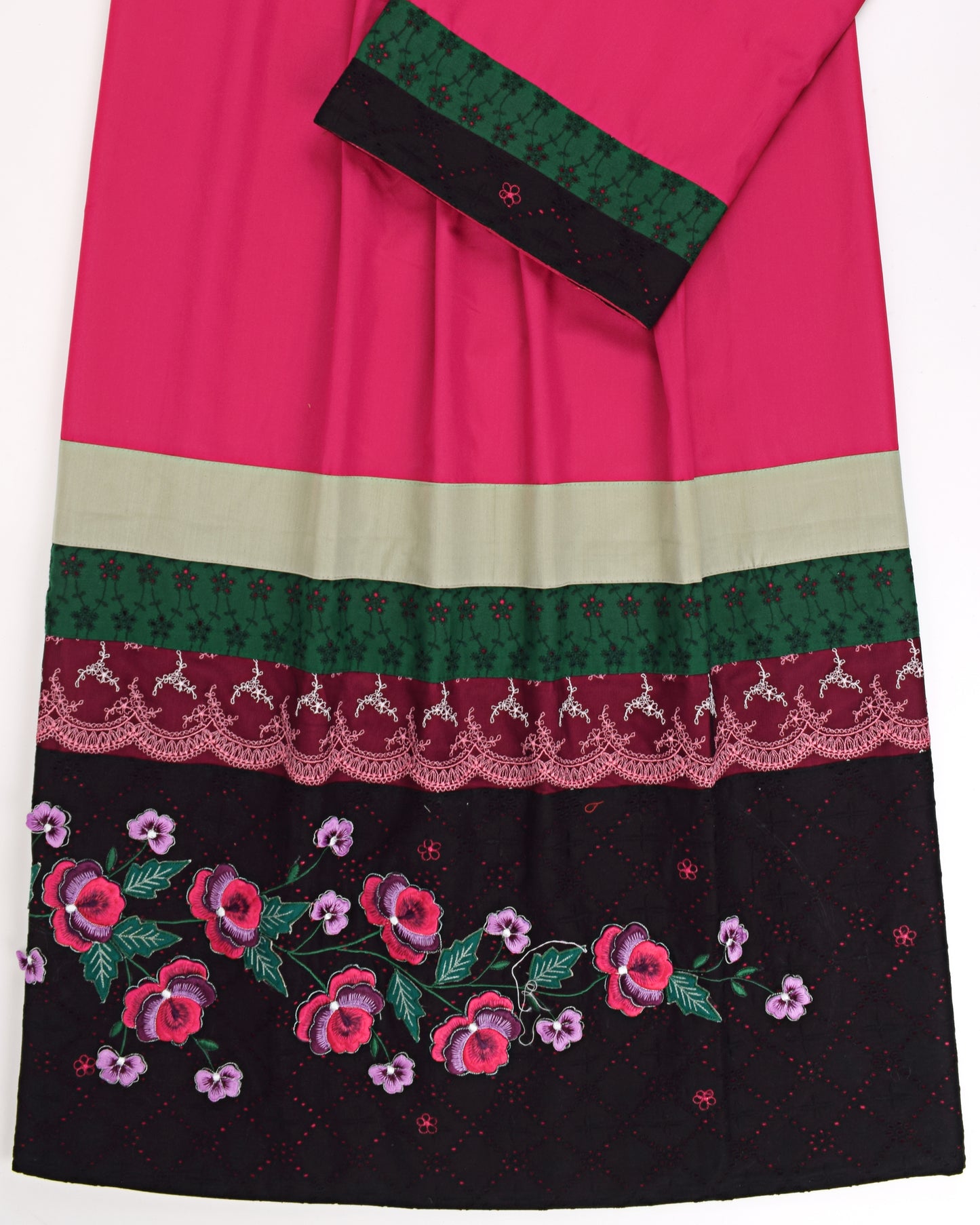 Rani Pink Rida With Smart Black Panel & Smart Lace