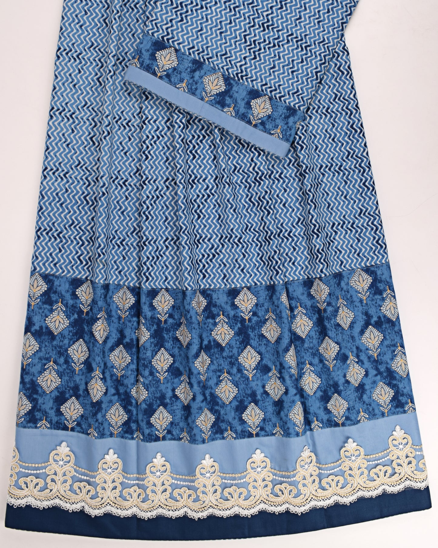 Royal Blue Batik Rida With Printed Panel