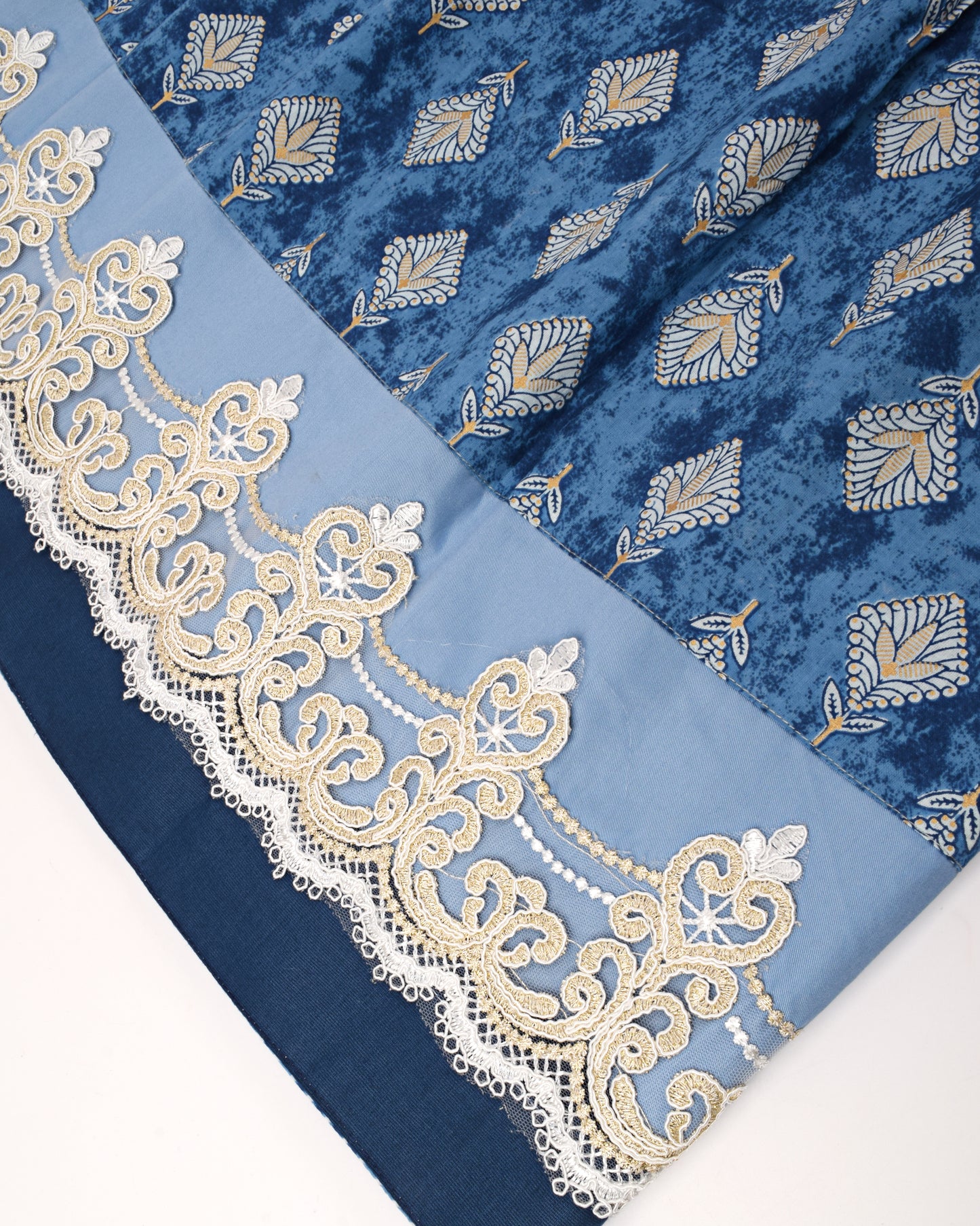 Royal Blue Batik Rida With Printed Panel