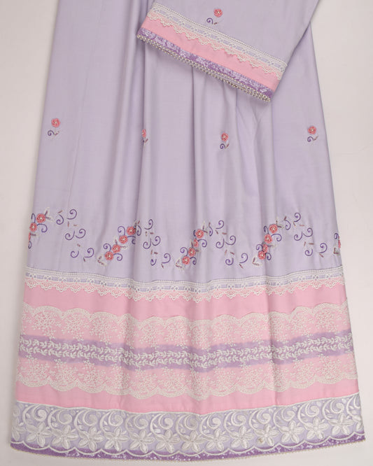 Light Purple Rida With Smart Sequence Lace & Lite Aari Work