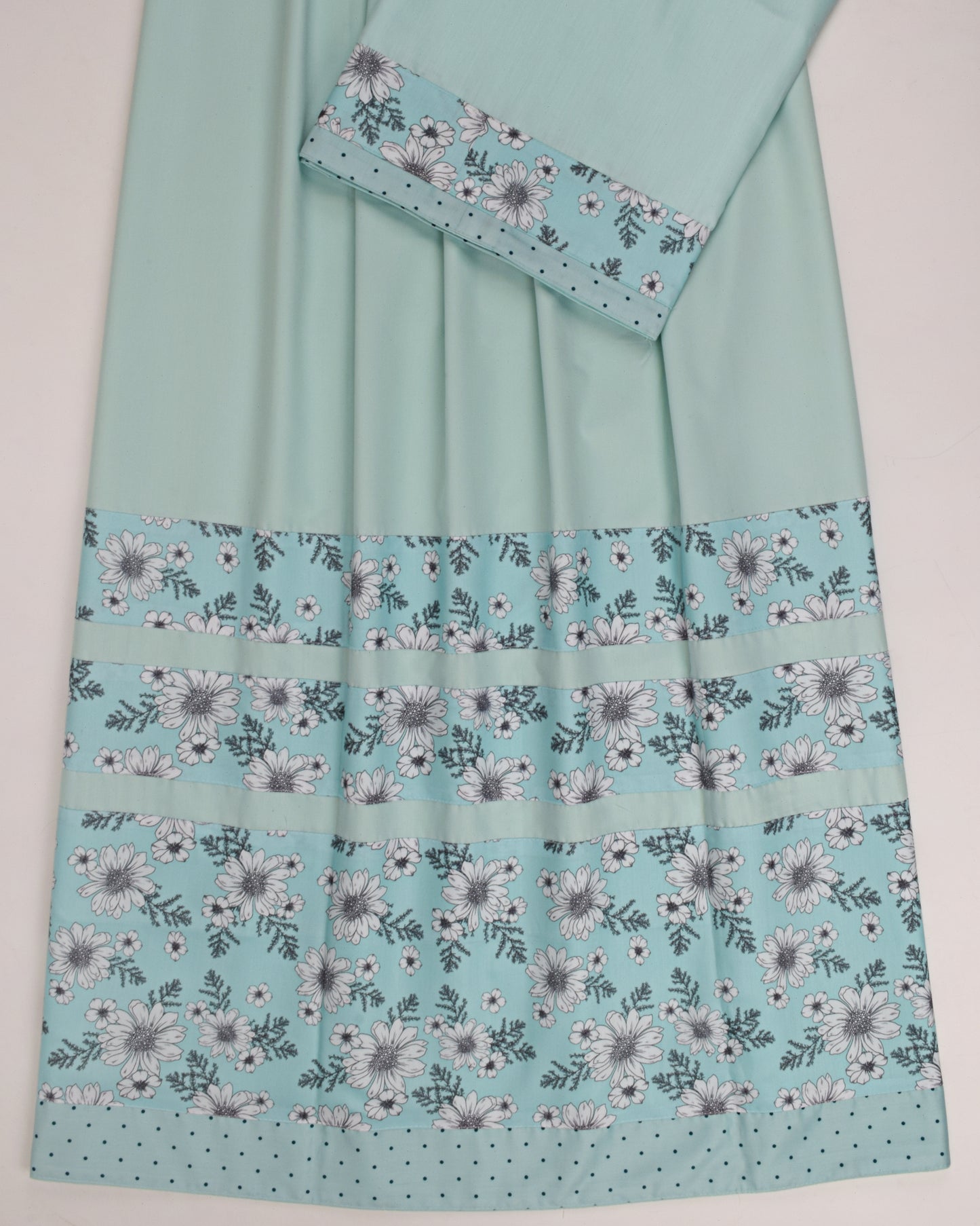 Mint Rida With Smart Floral Printed Panel