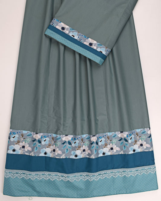 Sage Green Rida With Smart Floral Belt & Lace