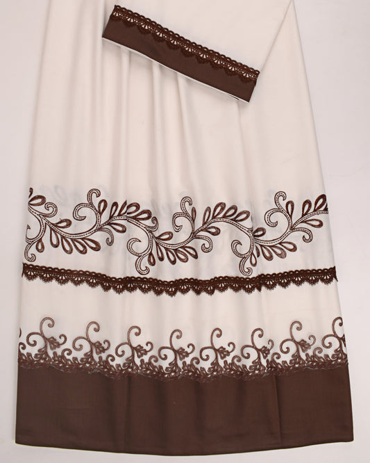 Off White Rida With Smart Dark Brown Panel & Dark Brown Embroidery