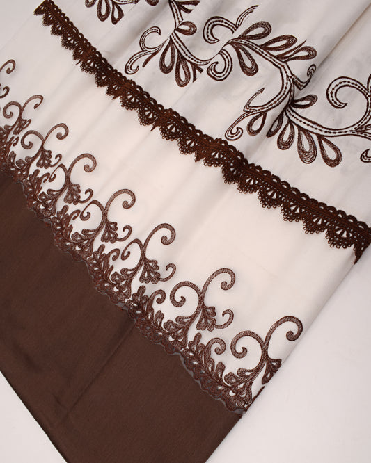 Off White Rida With Smart Dark Brown Panel & Dark Brown Embroidery