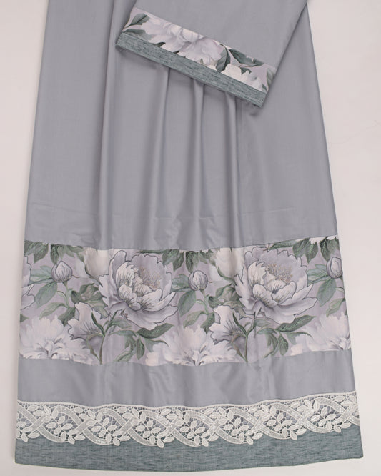 Light Grey Rida With Embroidery Panel & Smart Lace