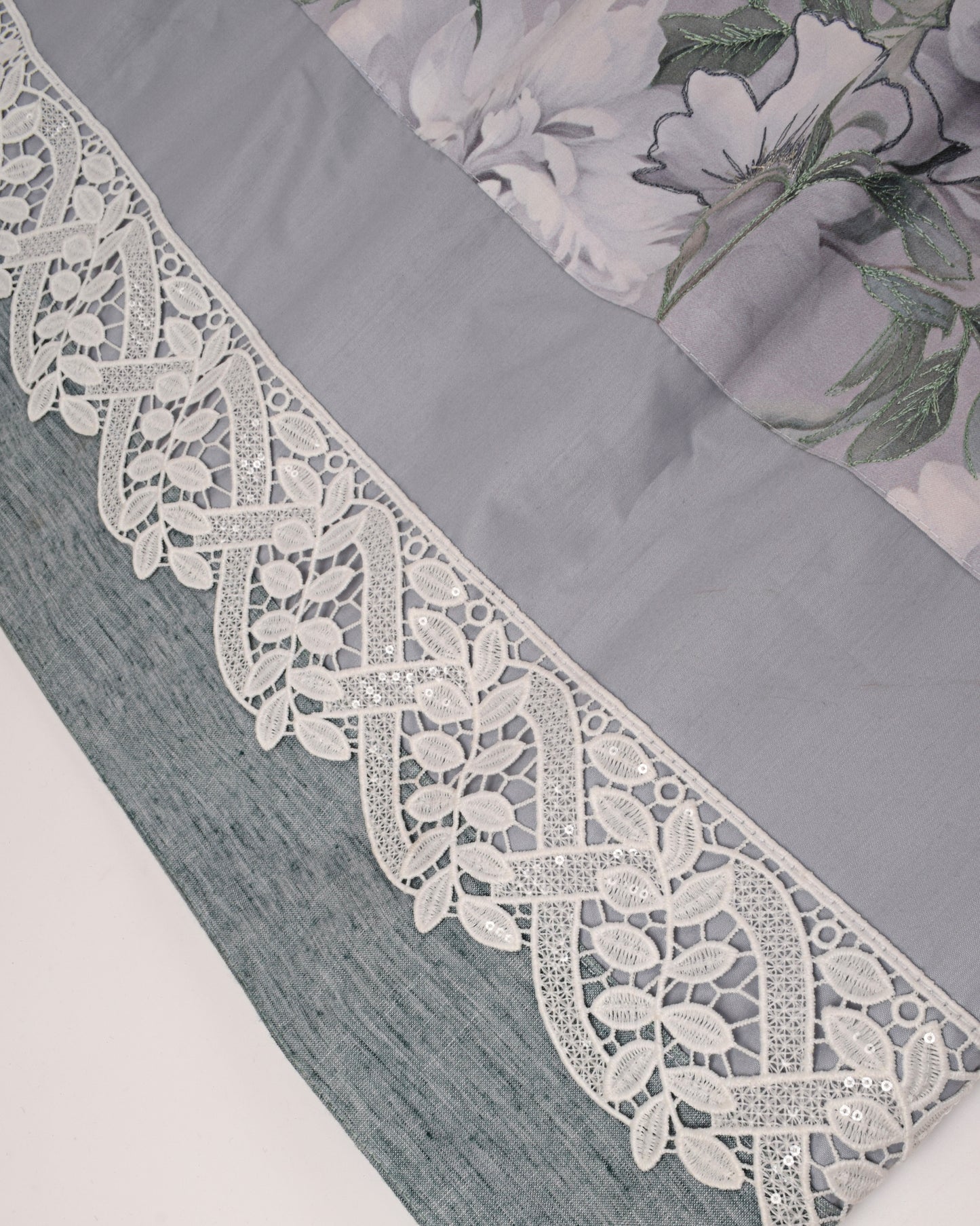 Light Grey Rida With Embroidery Panel & Smart Lace