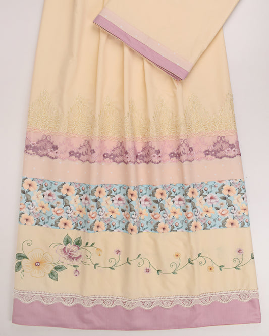 Lemon Yellow Rida With Smart Printed Panel & Embriodery Work