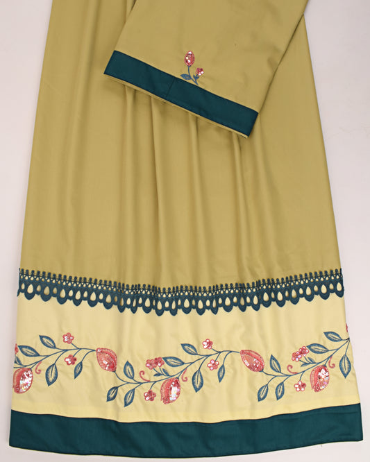 Pear Green Rida With Smart Lace & Aari Border Work