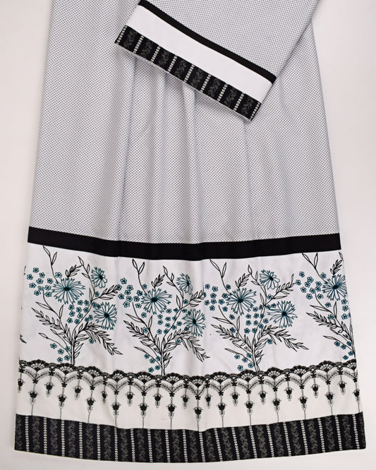 Black & White Rida With Smart Lace & Embroidery Work