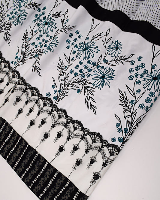 Black & White Rida With Smart Lace & Embroidery Work