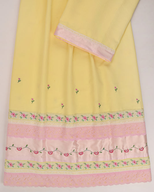 Imported Yellow Rida With Smart Panel Crosscet Belt & Lite Floral Work