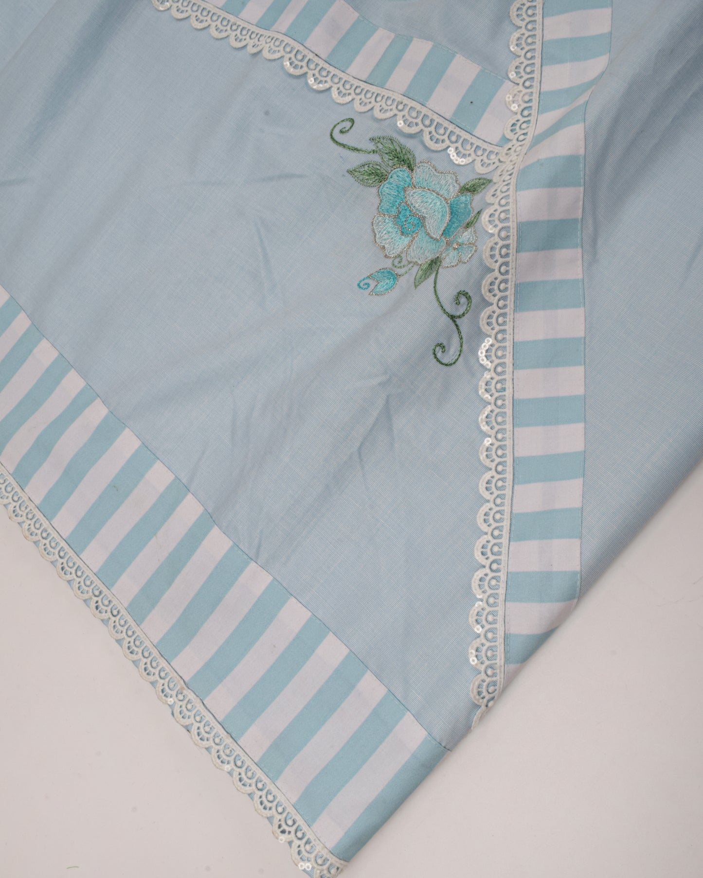 Light Blue Rida With Fancy Pattern & Lite Floral Embroidery