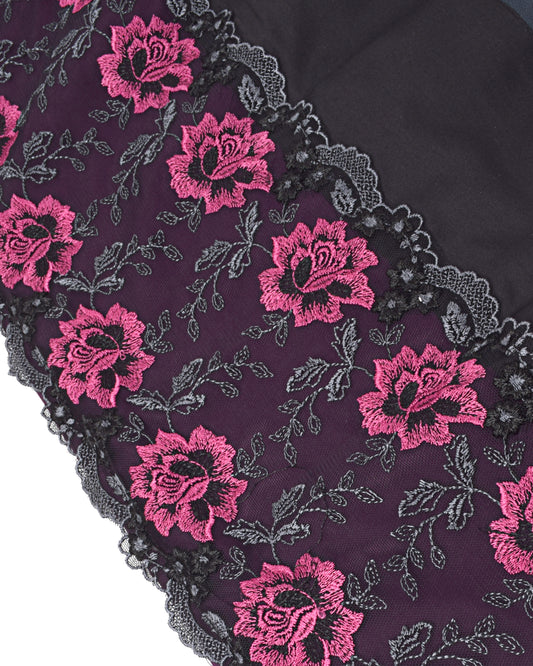 Dark Plum Rida With Smart Floral Lace & Embriodery Work
