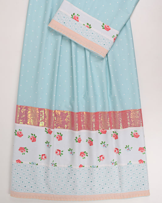 Light Blue Dots Rida With Smart Printed Panel & Smart Lace