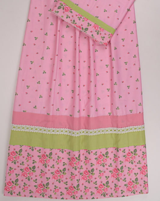 Onion Pink Printed Rida With Smart Floral Panel