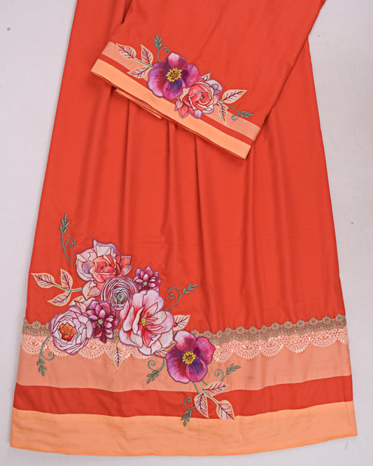 Orange Base Rida With Smart Panel & Floral Bunch