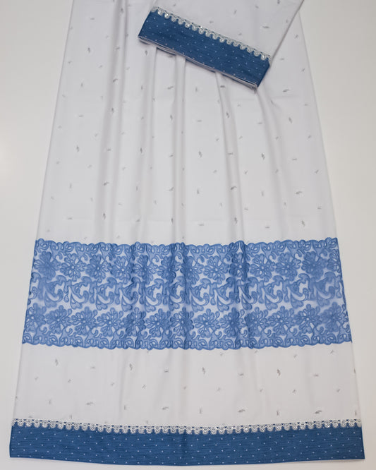 White Printed Rida With Smart Lace & Printed Panel