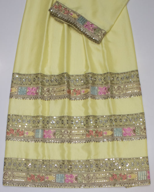 Lemon Yellow Crush Rida With Smart & Heavy Look Lace