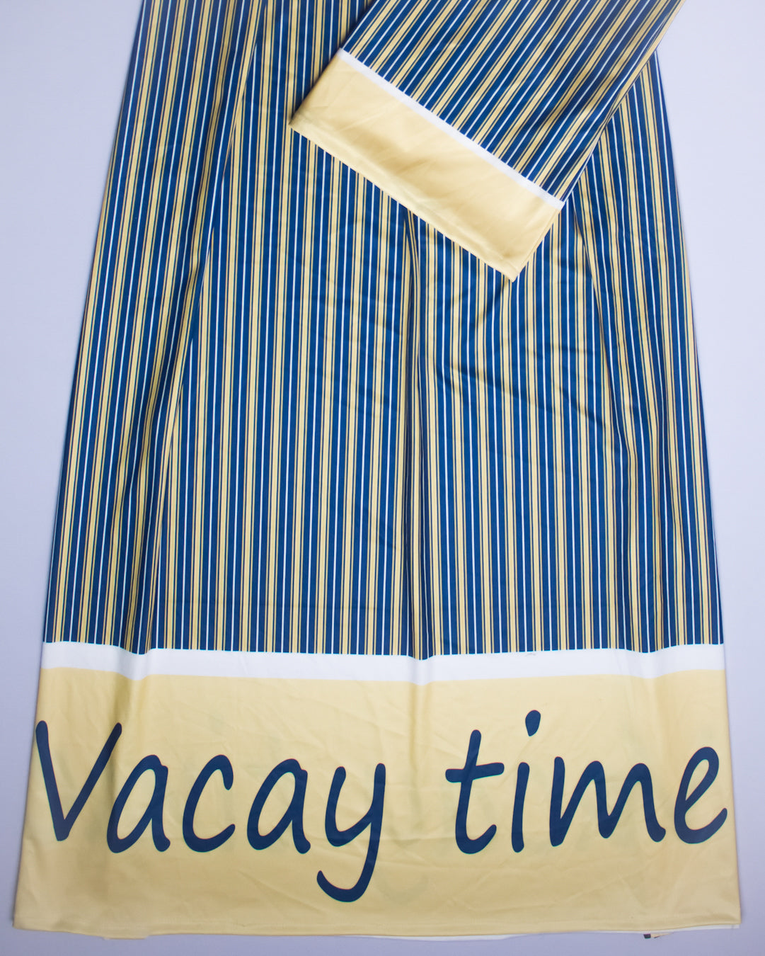 Navy & Yellow Stripes Swim Rida With Quote Vacay Time