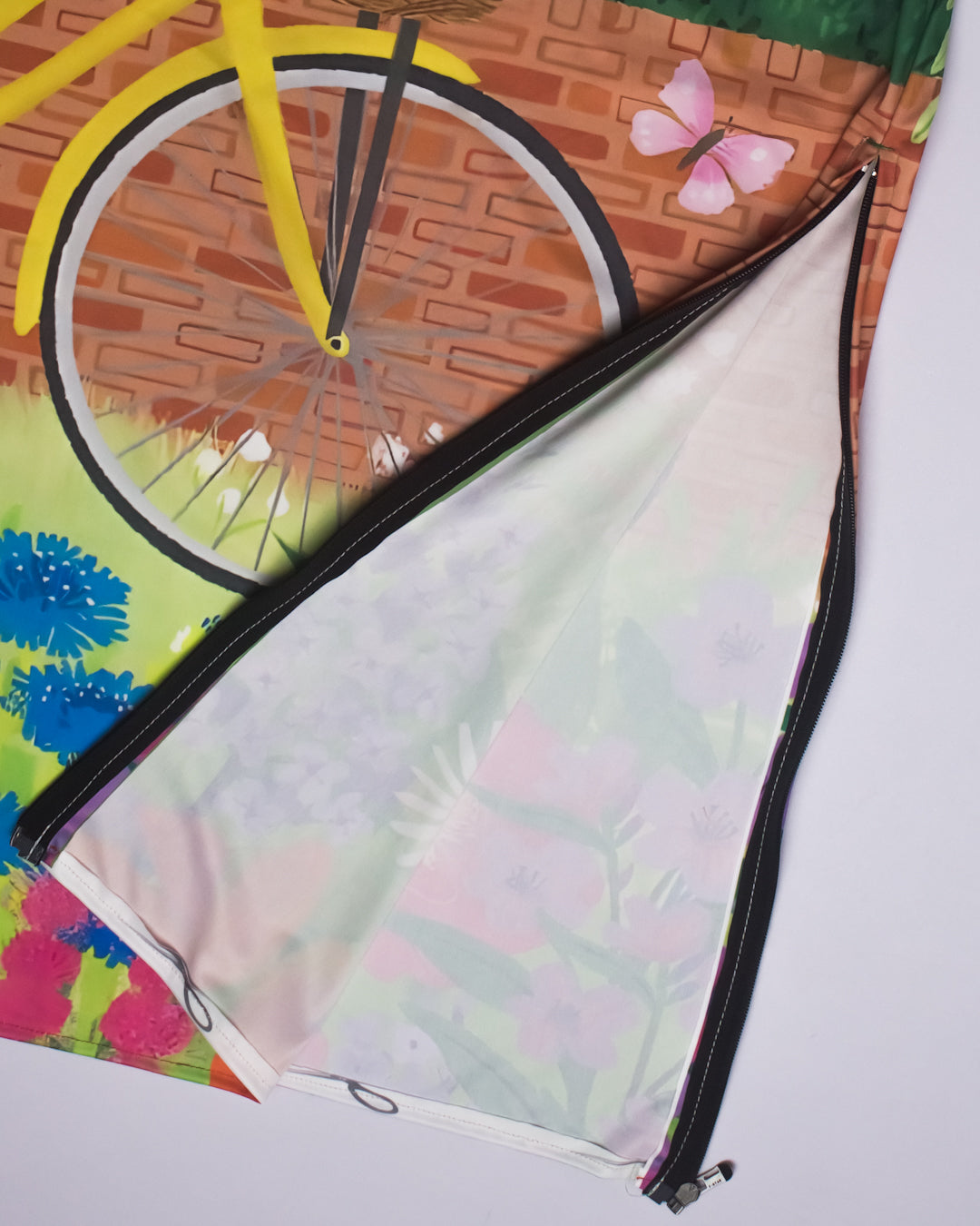 Colorful Printed Swim Wear With Bicycle & Floral Print