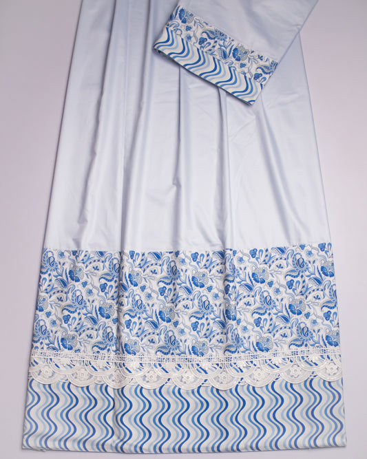 Light Blue With Smart Floral & Chevron Panel