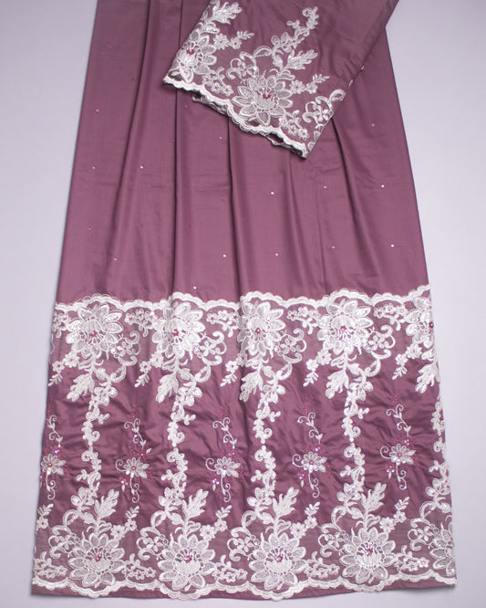 Grape Purple Rida With Smart Lace & All Over Aari Work