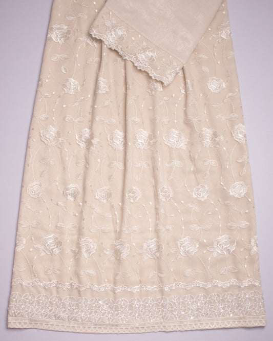 Cream Base Rida With Heavy Net Peice & Smart Lace