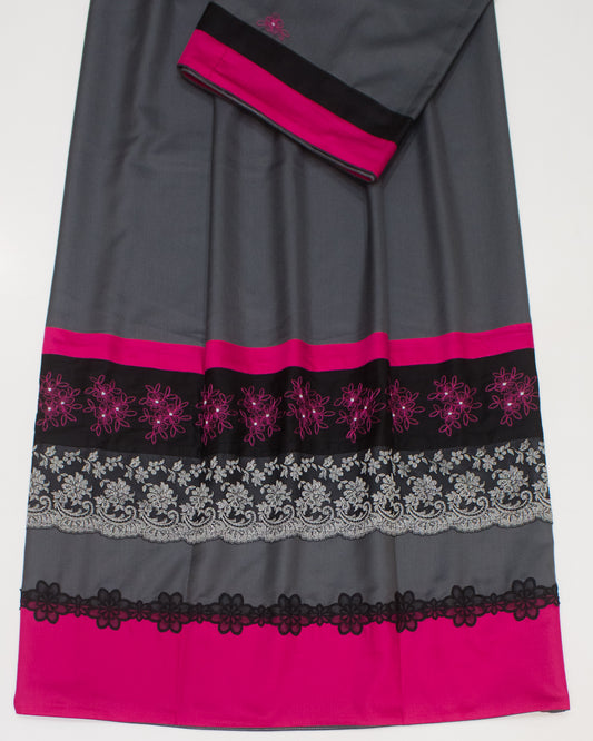 Dark Grey Rida With Smart Panel Lace & Embroidery Work