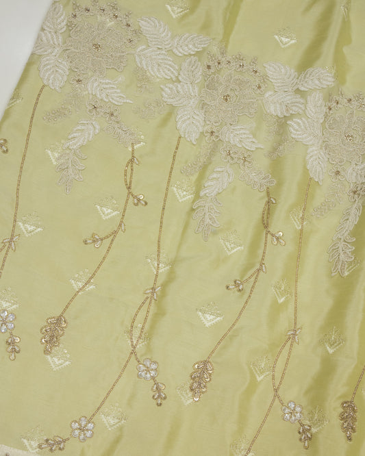 Beige Color Silky Rida With Smart & Heavy Aari Work