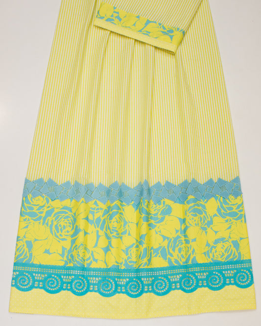 Imported Yellow Popcorn Rida With Floral Panel & Lace