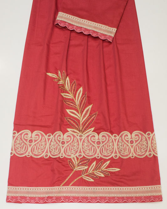 Tomato Rida With Smart Lace & Floral Aari Work